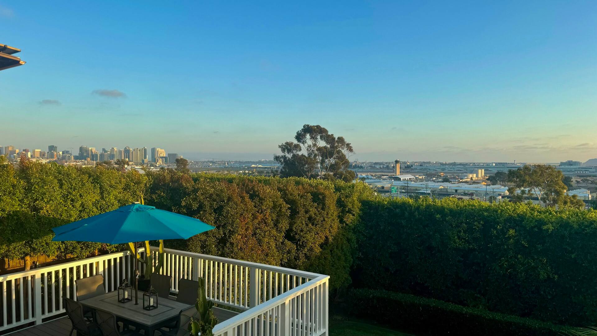 Deck with bay views